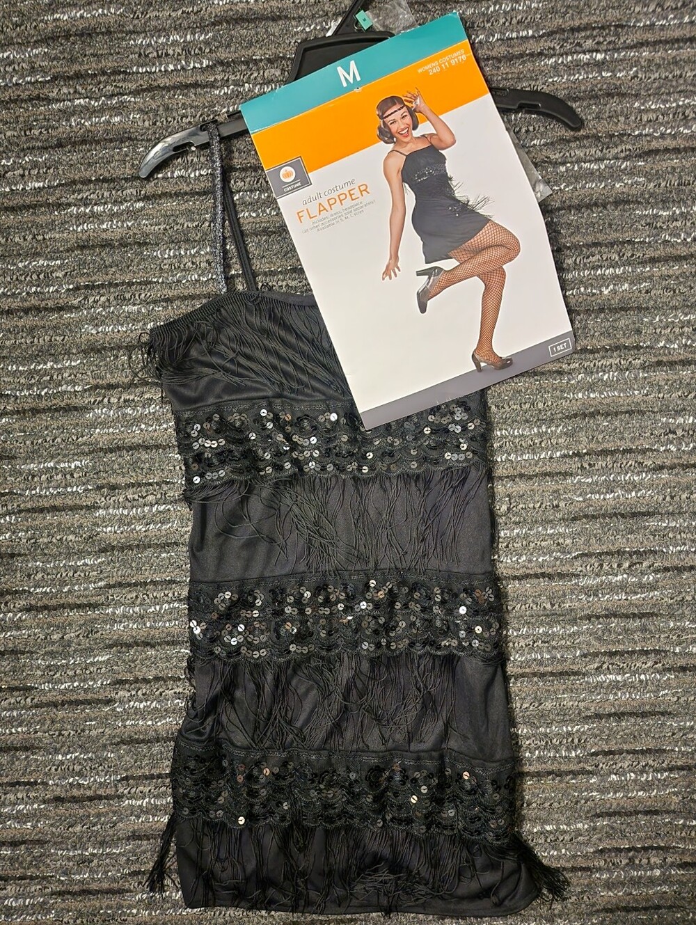 NWT Flapper Girl Halloween Cosplay Costume Women' Medium (8-10) M Black Sequin